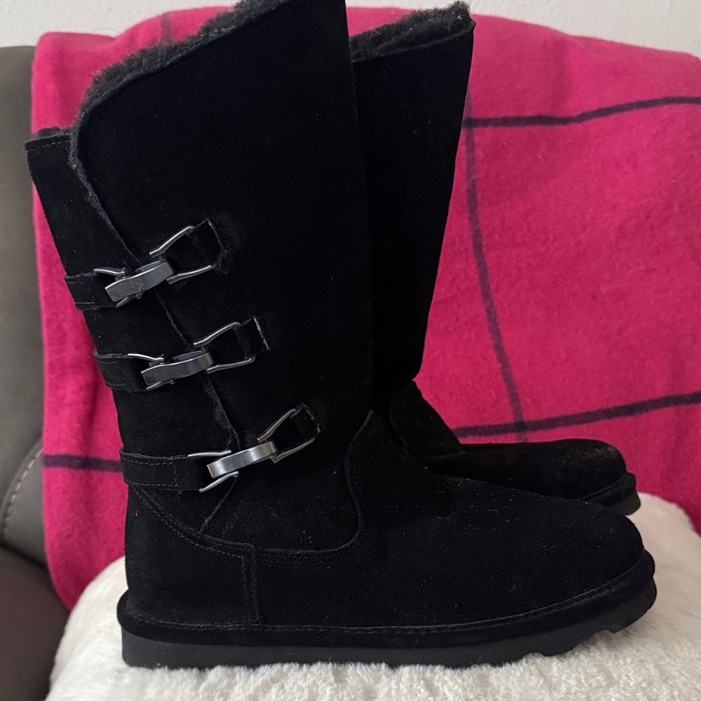 BearPaw Black Winter Boots with Metal Accents